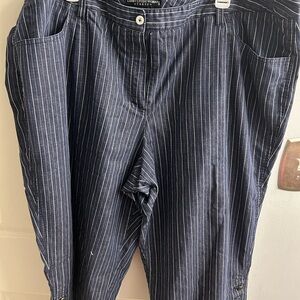 Navy Pinstripe Capri Pants